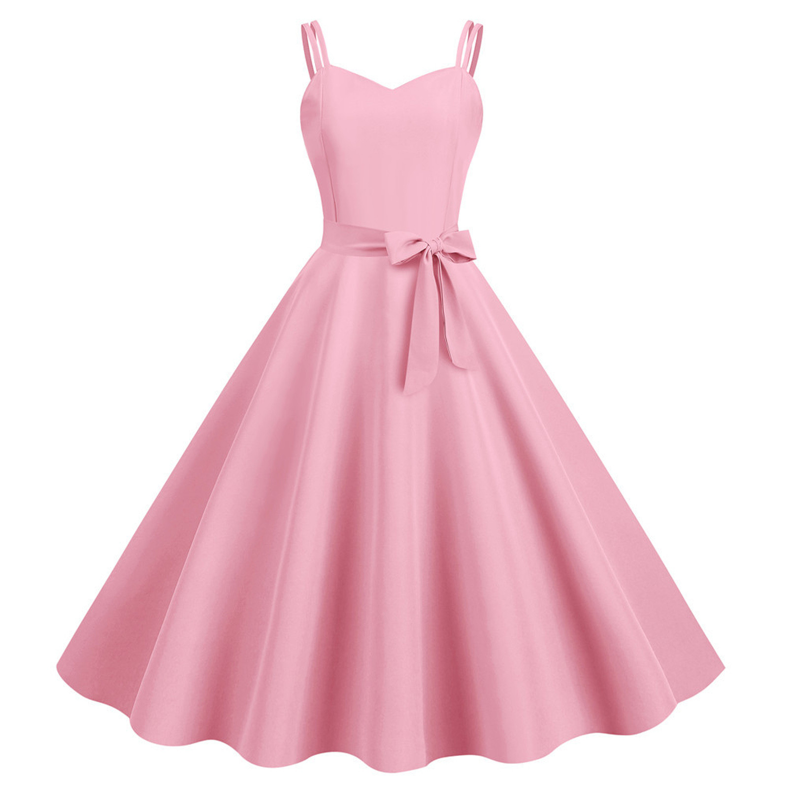 thumbnail image 2 of Vestido de fiesta sin mangas para mujer de los años 50: estampado floral, corte A, poliéster, cinturón extraíble, ropa de cóctel y fiesta, tallas S-XXL, contorno de pecho 88-104 cm, lavado a mano e, 2 of 5